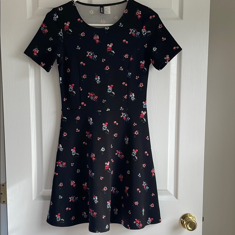 H&M Floral Fit and Flare Midi Dress